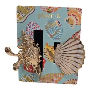 💛🔹️Piper K 🔹️Golden Beautiful Set Of 2 Metal  Shell Hair Claw  Clips
